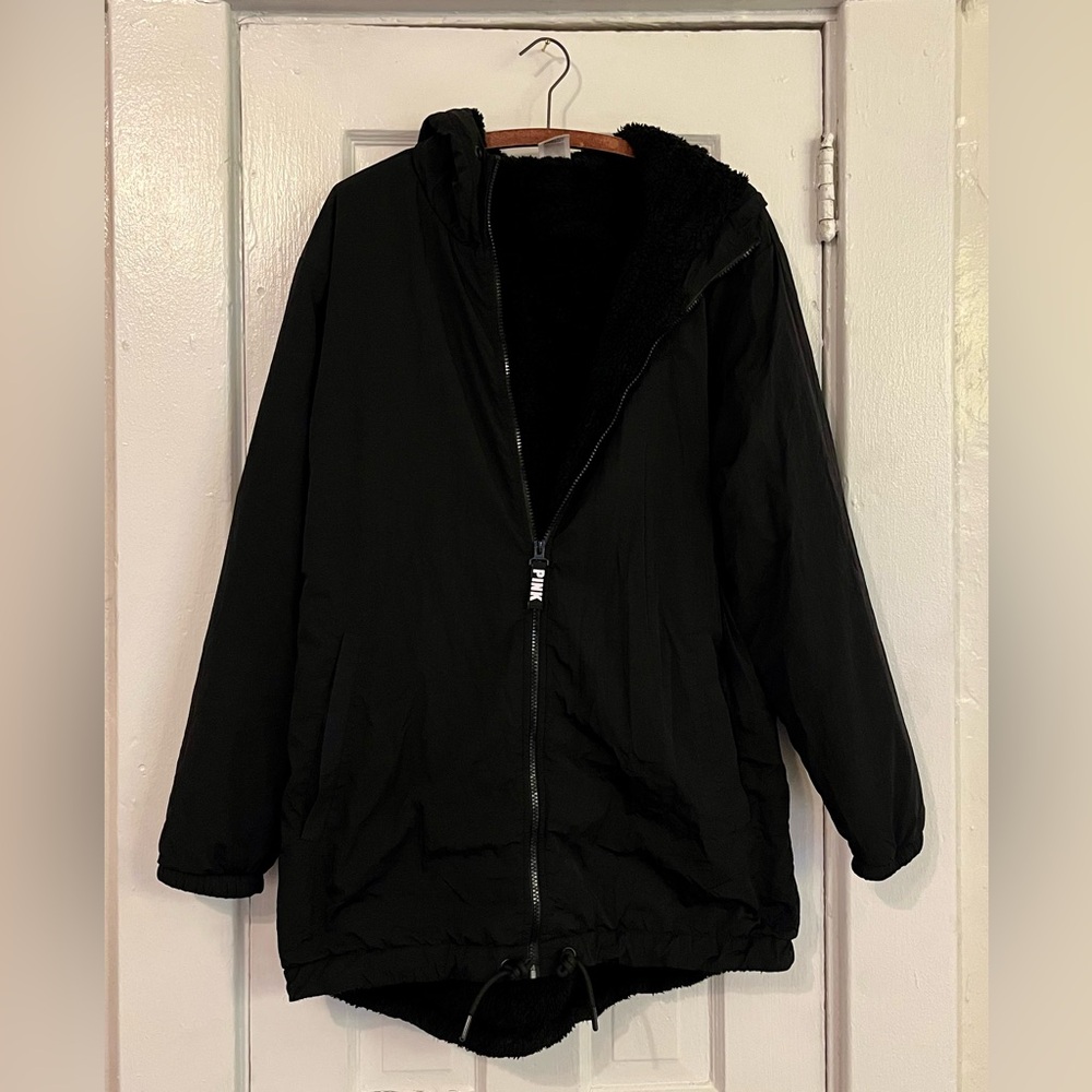 PINK VS Hooded Winter Jacket Fleece Lining M/L